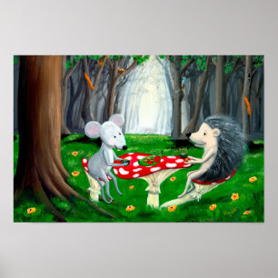 Poster Hora do Chá Berçário da Floresta Rato & Ouriço
