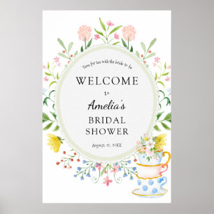 Poster Hora do Chá de panela de chá Espuma de boas-vindas