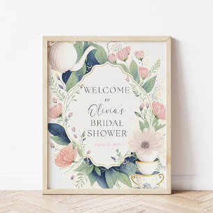Poster Hora do Chá de panela de Tea Wildflower Welcome