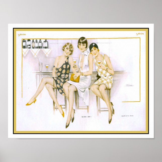 Poster Hora do Cocktail francês Le Sourire, de 1920 (Frente)
