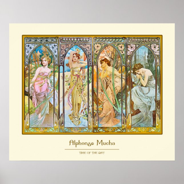 Póster Hora do dia, Alphonse Mucha (Frente)