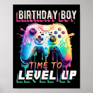 Poster Hora do Menino para Subir de Nível Festa de Aniver