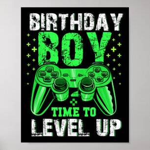 Poster Hora do Menino para Subir de Nível Vídeo Game Aniv