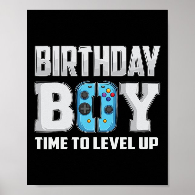 Poster Hora do Menino Subir de Level Video Game Aniversár (Frente)