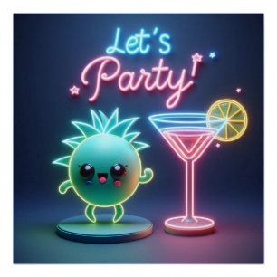 Póster Hora do Partido Neon Green