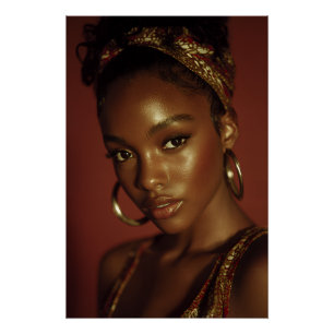 Póster Hora Dourada Melanina Beleza Lenço para Cabeça Ret