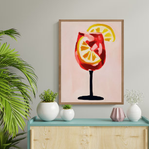 Póster Hora Feliz de Coquetel Italiano Vintage Retro Abst