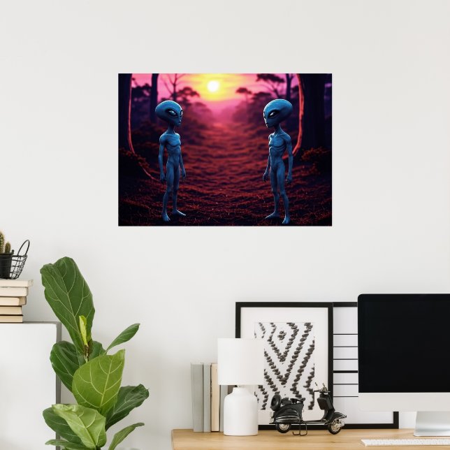 Poster Hora Para Amigos IA Arte Alien (Escritório em casa)