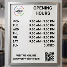 Horário de Abertura da Loja Com Logotipo + Código 