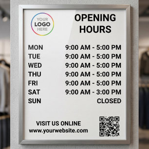 Póster Horário de Abertura da Loja Com Logotipo + Código