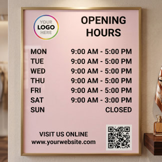 Póster Horário de Abertura da Loja Com Logotipo + Código