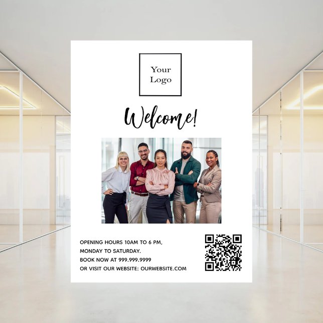 Poster Horário de abertura do logotipo comercial: QRcode (Criador carregado)