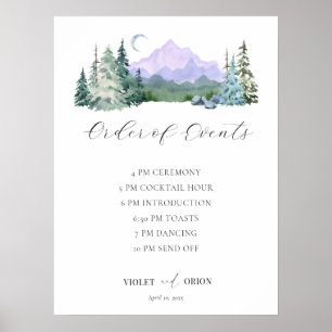 Poster Horário de Casamento das Montanhas Elegante de Aqu