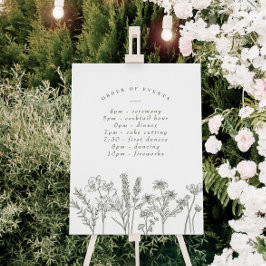 Poster Horário de Casamento Verde de Wildflower Boho