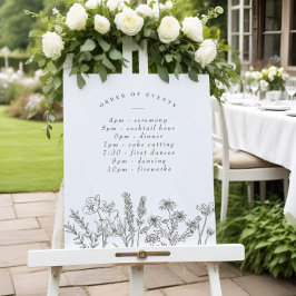 Poster Horário de Casamento Verde de Wildflower Boho