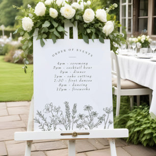 Poster Horário de Casamento Verde de Wildflower Boho