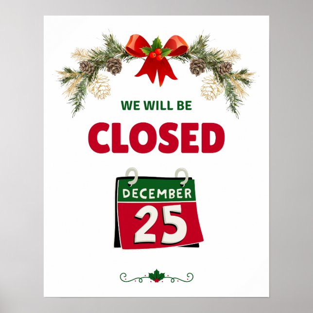 Poster Horário de Fechamento em 25 de Dezembro (Frente)