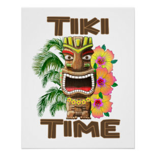 Póster Horário de Hawaii Luau Tiki