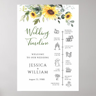 Poster Horário do Dia do Casamento Eucalyptus