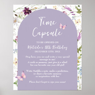 Poster Horário do Jardim de Borboleta Única de Flores Sel