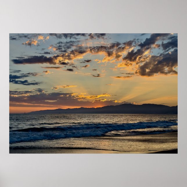 Poster Horário do ouro do Sunset - Venice Beach, CA (Frente)