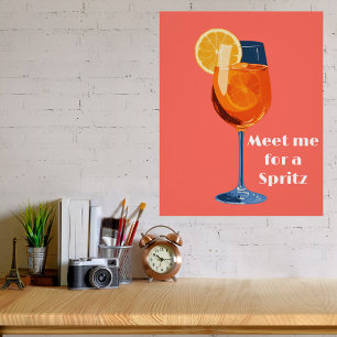 Póster Horário Feliz de Coquetel Italiano Abstrato Vintag