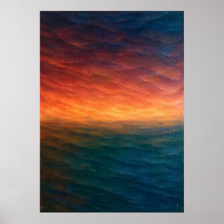 Poster Horizonte Abstrato do Oceano ao Pôr do Sol em Lara