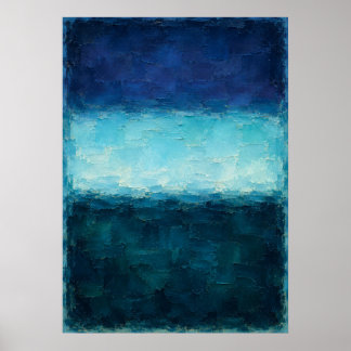 Poster Horizonte Azul Profundo Abstrato Com Luz Cian Lumi