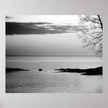 Horizonte Black & White Lake no Dawn 16x20