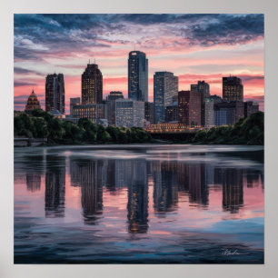 Poster Horizonte da Cidade de Boston, Boston Ma EUA