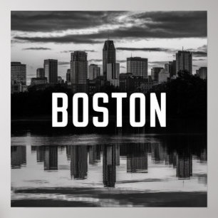 Poster Horizonte da Cidade de Boston, Boston Ma EUA