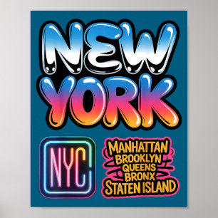 Poster Horizonte da cidade de Nova York Bronx Queens Manh