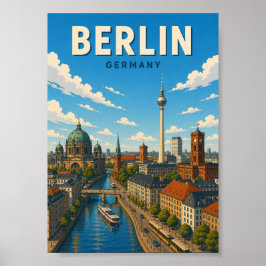Poster Horizonte de Berlim Alemanha Torre de TV Paisagem