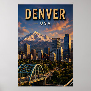 Poster Horizonte de Denver e Montanhas Rochosas