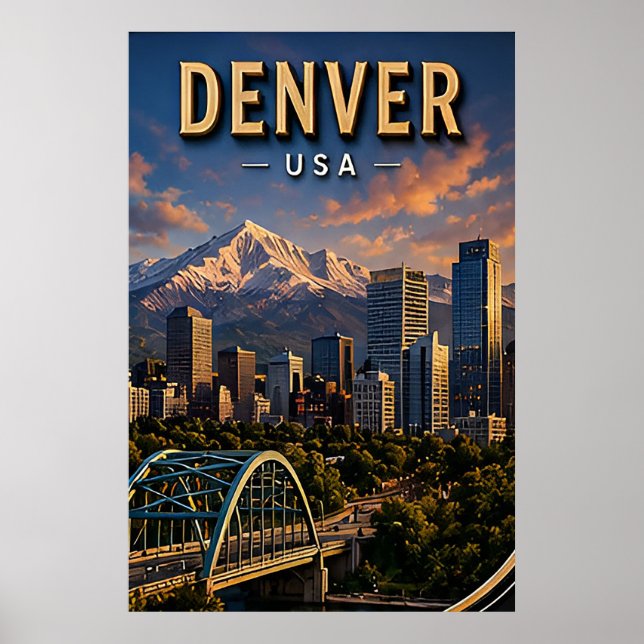 Poster Horizonte de Denver e Montanhas Rochosas  (Frente)