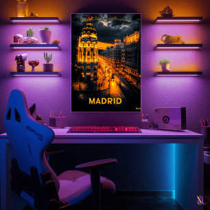 Poster Horizonte de Madrid - Arte Monocromático a Carvão 