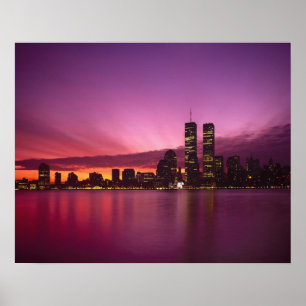 Poster Horizonte de Manhattan e Rio Hudson, Nova York,