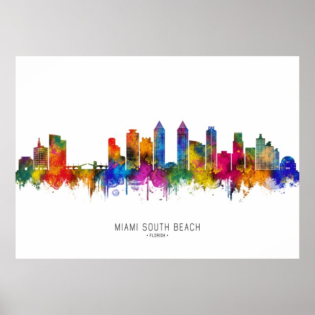 Poster Horizonte de Miami South Beach Flórida (Frente)