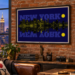 Póster Horizonte de Nova York à Noite