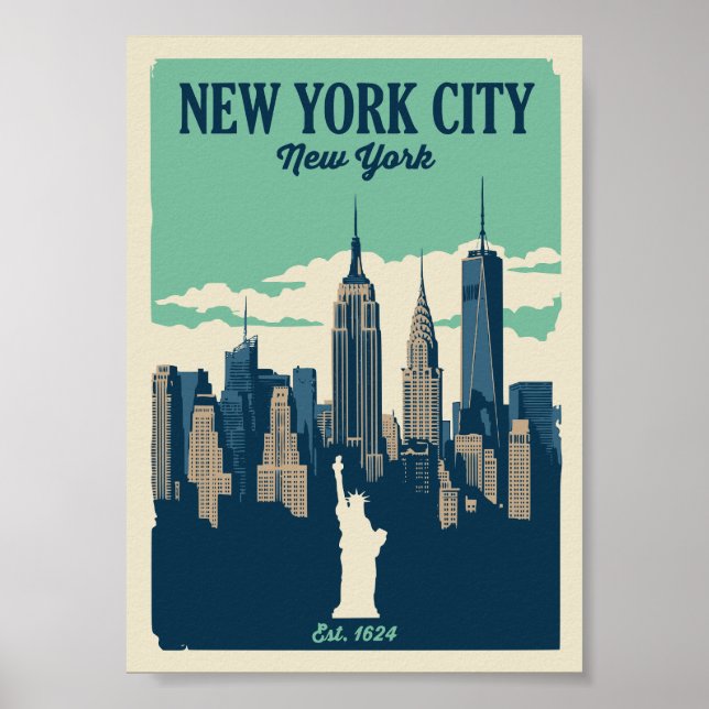 Poster Horizonte de Nova York Antigo (Frente)