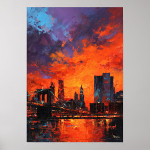 Poster Horizonte de Nova York expressionista Cidade Urban