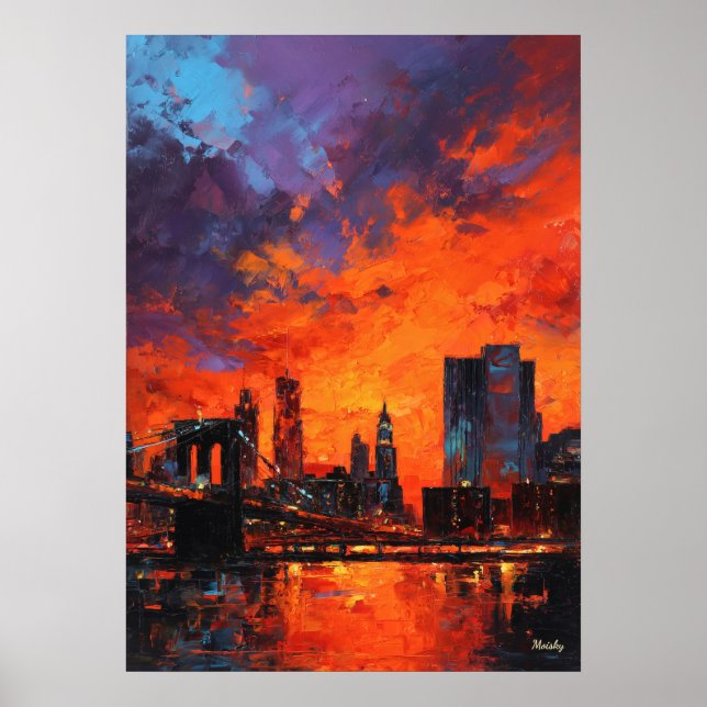 Poster Horizonte de Nova York expressionista Cidade Urban (Frente)