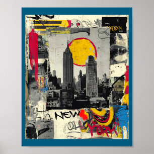 Poster Horizonte de Nova York punk grunge vintage retrô g