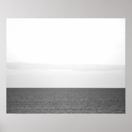 Poster Horizonte de Oceano Calmo Negro e Branco 16x20