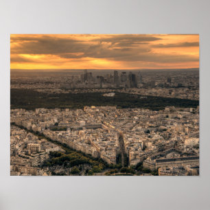 Poster Horizonte de Paris La Defense ao Pôr do Sol