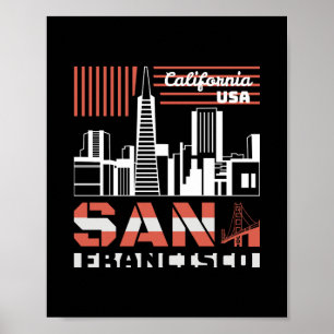 Poster Horizonte de São Francisco Califórnia Retro Urbani