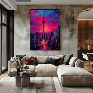 Poster Horizonte de Seul Neoexpressionista Pôr do Sol Vib