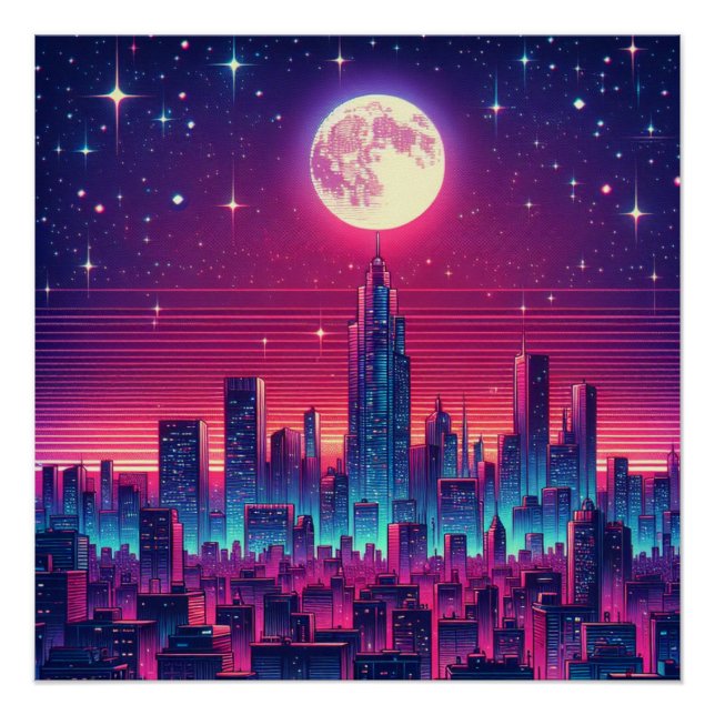 Póster Horizonte de Synth City (Frente)