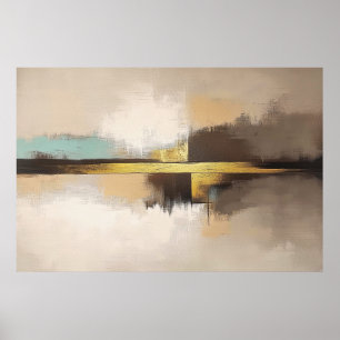 Poster Horizonte Dourado – Paisagem Abstrata Minimalista