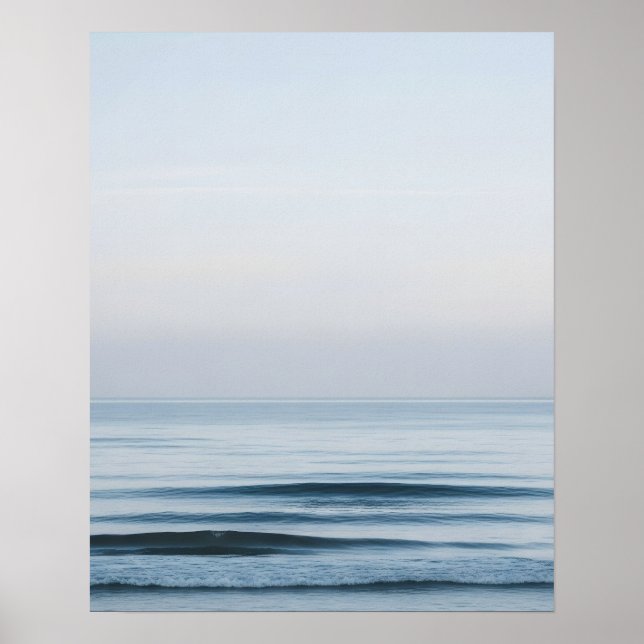 Poster Horizonte Mínimo do Oceano Calmo Arte de Parede (Frente)